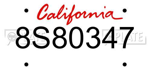 8S80347 California License Plate