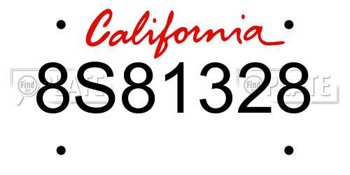 8S81328 California License Plate
