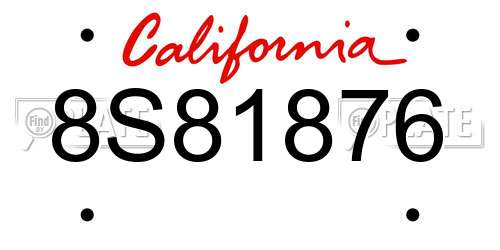 8S81876 California License Plate