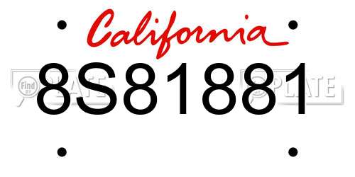8S81881 California License Plate