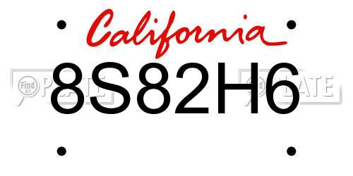 8S82H6 California License Plate