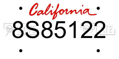 8S85122 California License Plate