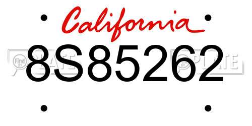 8S85262 California License Plate