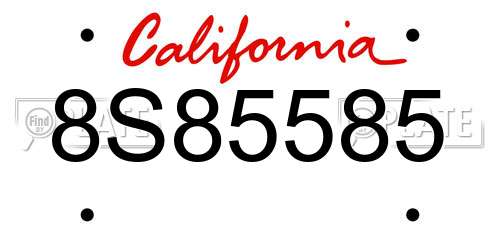 8S85585 California License Plate