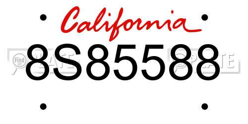 8S85588 California License Plate