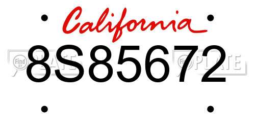 8S85672 California License Plate