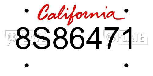 8S86471 California License Plate
