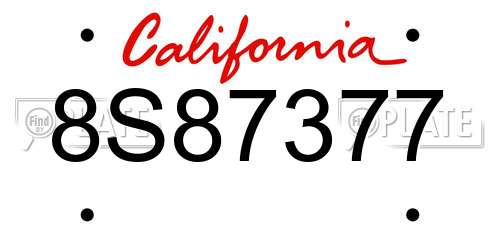 8S87377 California License Plate