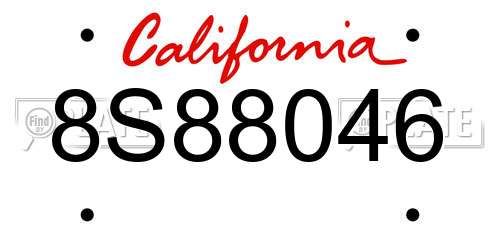 8S88046 California License Plate