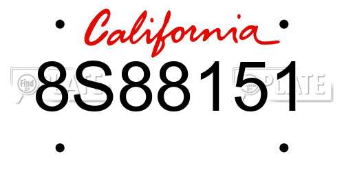 8S88151 California License Plate