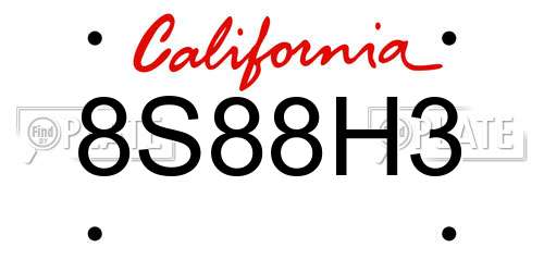 8S88H3 California License Plate