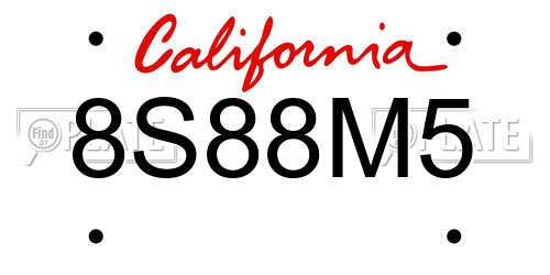 8S88M5 California License Plate