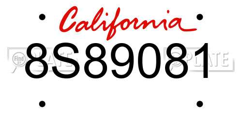 8S89081 California License Plate
