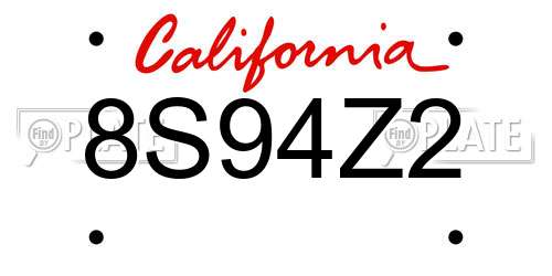 8S94Z2 California License Plate