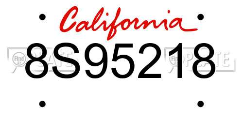 8S95218 California License Plate