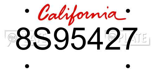 8S95427 California License Plate