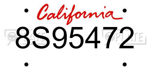 8S95472 California License Plate