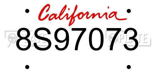 8S97073 California License Plate