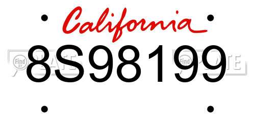 8S98199 California License Plate