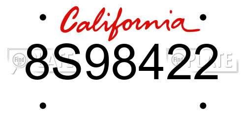 8S98422 California License Plate