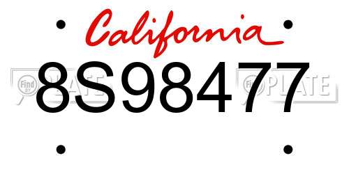 8S98477 California License Plate