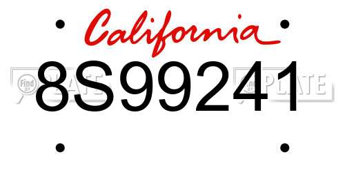 8S99241 California License Plate