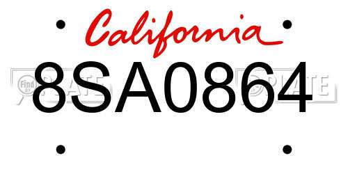 8SA0864 California License Plate