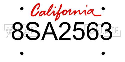 8SA2563 California License Plate