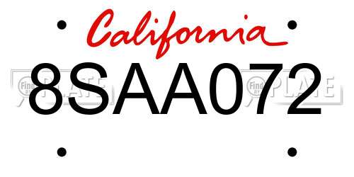 8SAA072 California License Plate