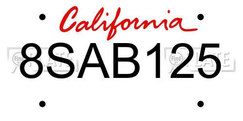 8SAB125 California License Plate