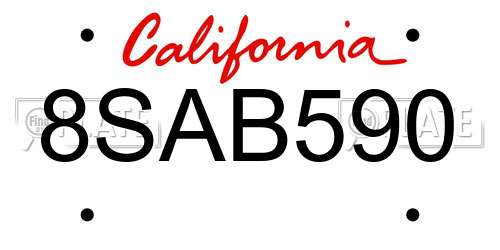 8SAB590 California License Plate