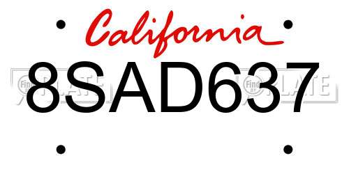 8SAD637 California License Plate