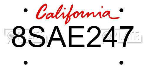 8SAE247 California License Plate
