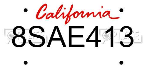 8SAE413 California License Plate