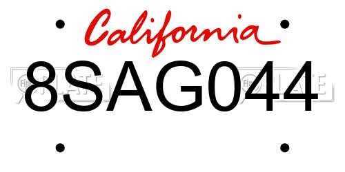 8SAG044 California License Plate