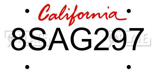 8SAG297 California License Plate