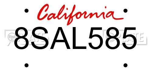 8SAL585 California License Plate