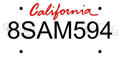 8SAM594 California License Plate
