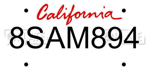 8SAM894 California License Plate