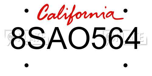 8SAO564 California License Plate