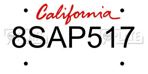 8SAP517 California License Plate