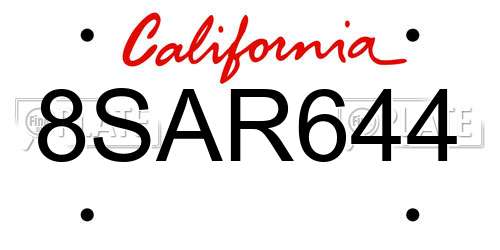 8SAR644 California License Plate