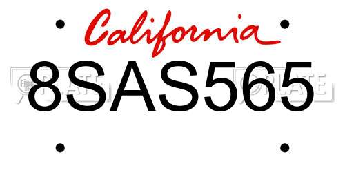 8SAS565 California License Plate