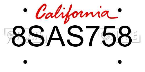 8SAS758 California License Plate
