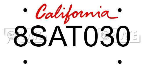 8SAT030 California License Plate