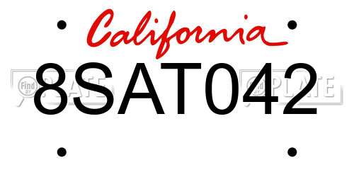 8SAT042 California License Plate