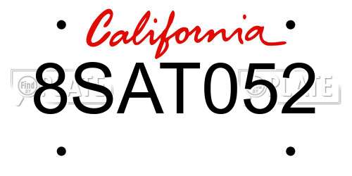 8SAT052 California License Plate