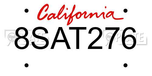 8SAT276 California License Plate