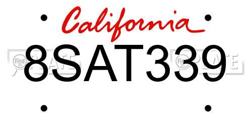 8SAT339 California License Plate