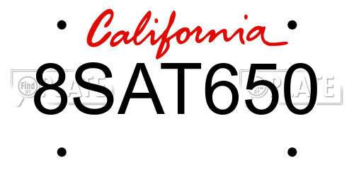 8SAT650 California License Plate